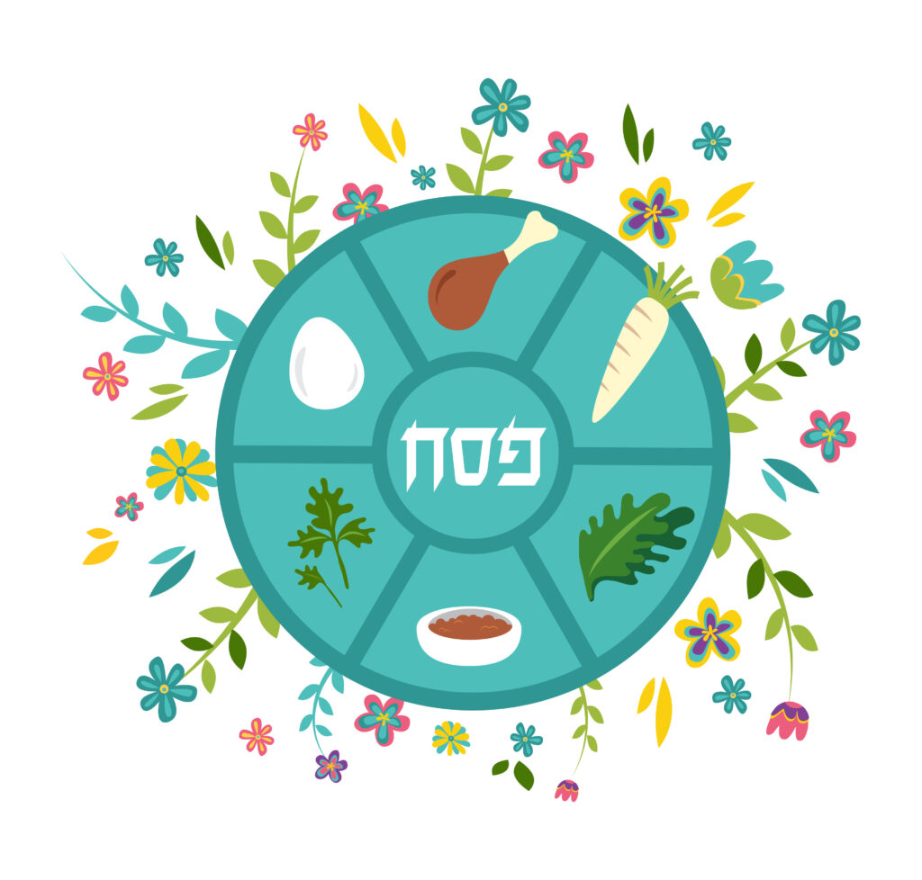 Computer-generated image of a small seder plate with Hebrew text saying, “seder” - Symbolizing the significance of the Seder plate.