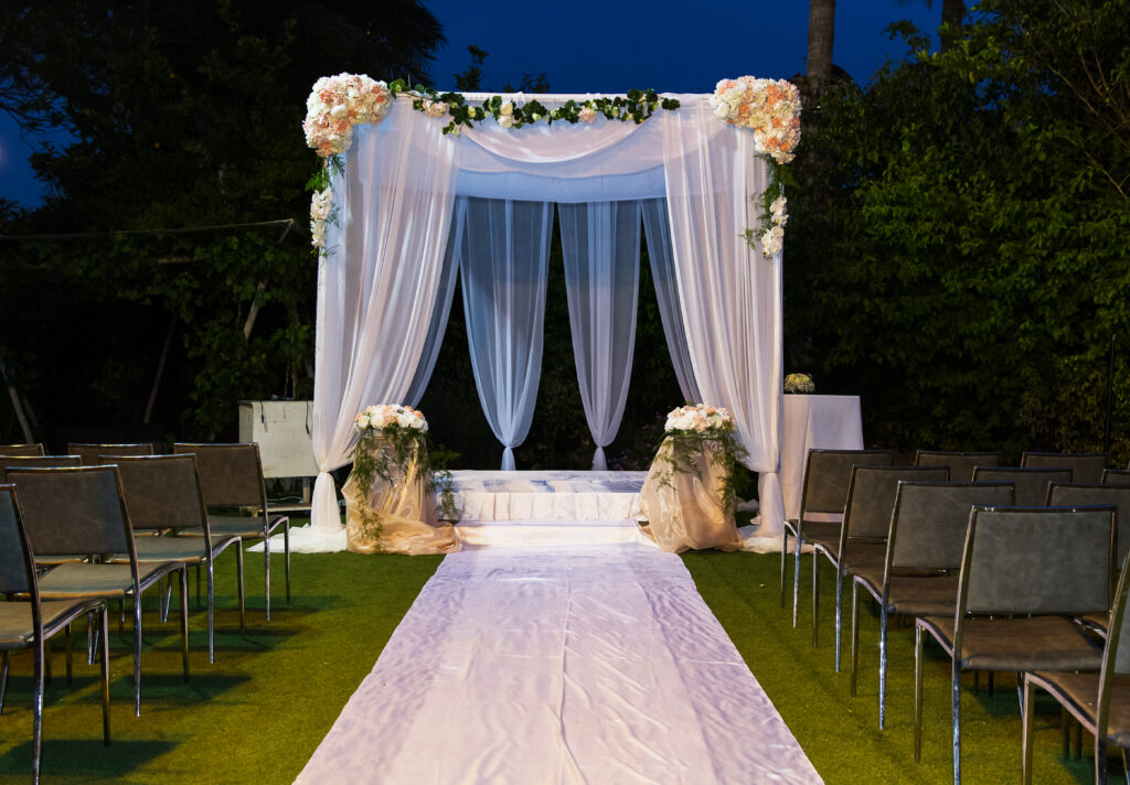 Beautiful photo of the Jewish Hupa , wedding outdoors