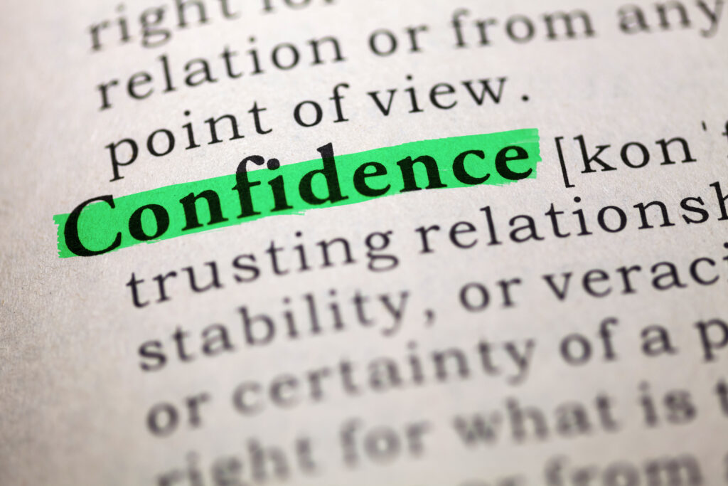 Dictionary definition of the word confidence.
