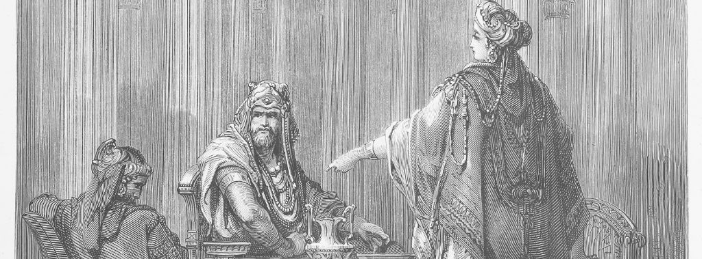 Queen Esther in the king’s court defending her people.